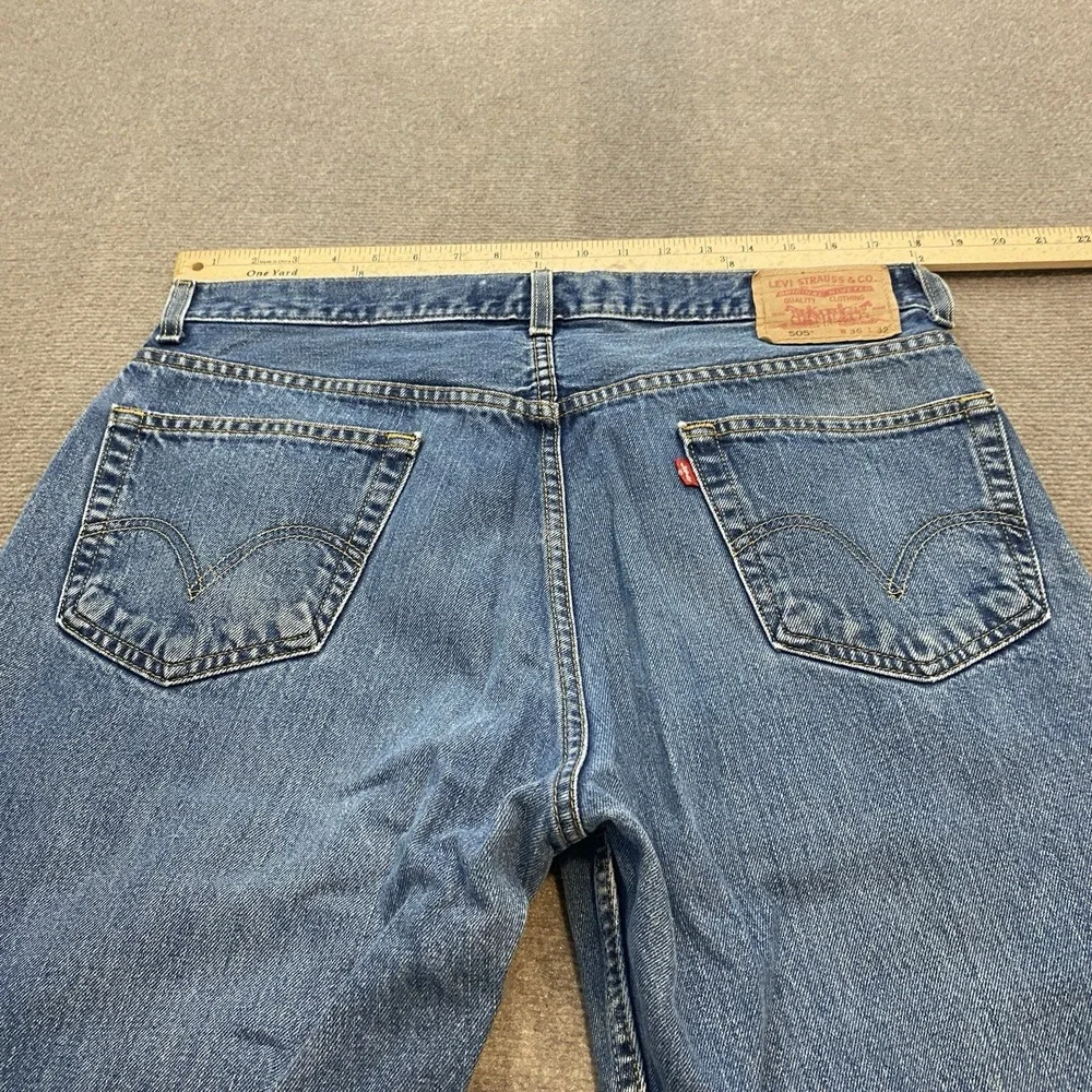 VTG Levis 505 Jeans Mens 36x32 Blue Denim Straight‎ Leg Baggy Fit Y2K Distressed